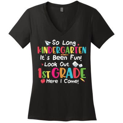 Kindergarten So Long Its Been 1st Grade Back To School Women's V-Neck T-Shirt