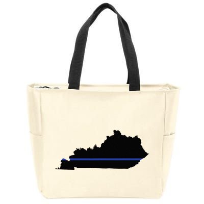 Kentucky State Map Police Law Enforcement Blue Line Zip Tote Bag