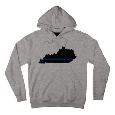 Kentucky State Map Police Law Enforcement Blue Line Tall Hoodie