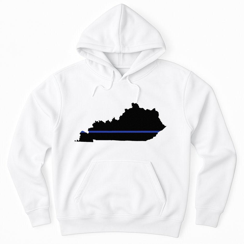 Kentucky State Map Police Law Enforcement Blue Line Hoodie