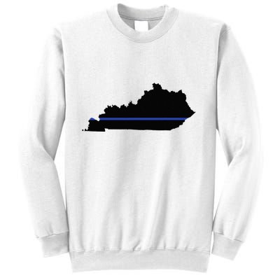 Kentucky State Map Police Law Enforcement Blue Line Sweatshirt