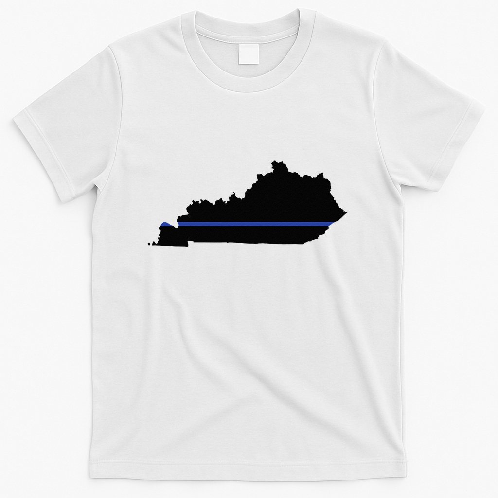 Kentucky State Map Police Law Enforcement Blue Line T-Shirt