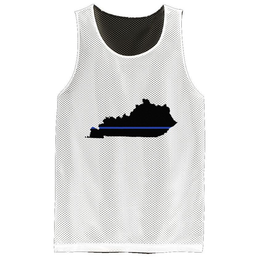Kentucky State Map Police Law Enforcement Blue Line Mesh Reversible Basketball Jersey Tank