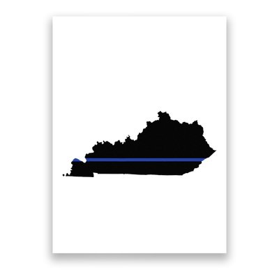 Kentucky State Map Police Law Enforcement Blue Line Poster