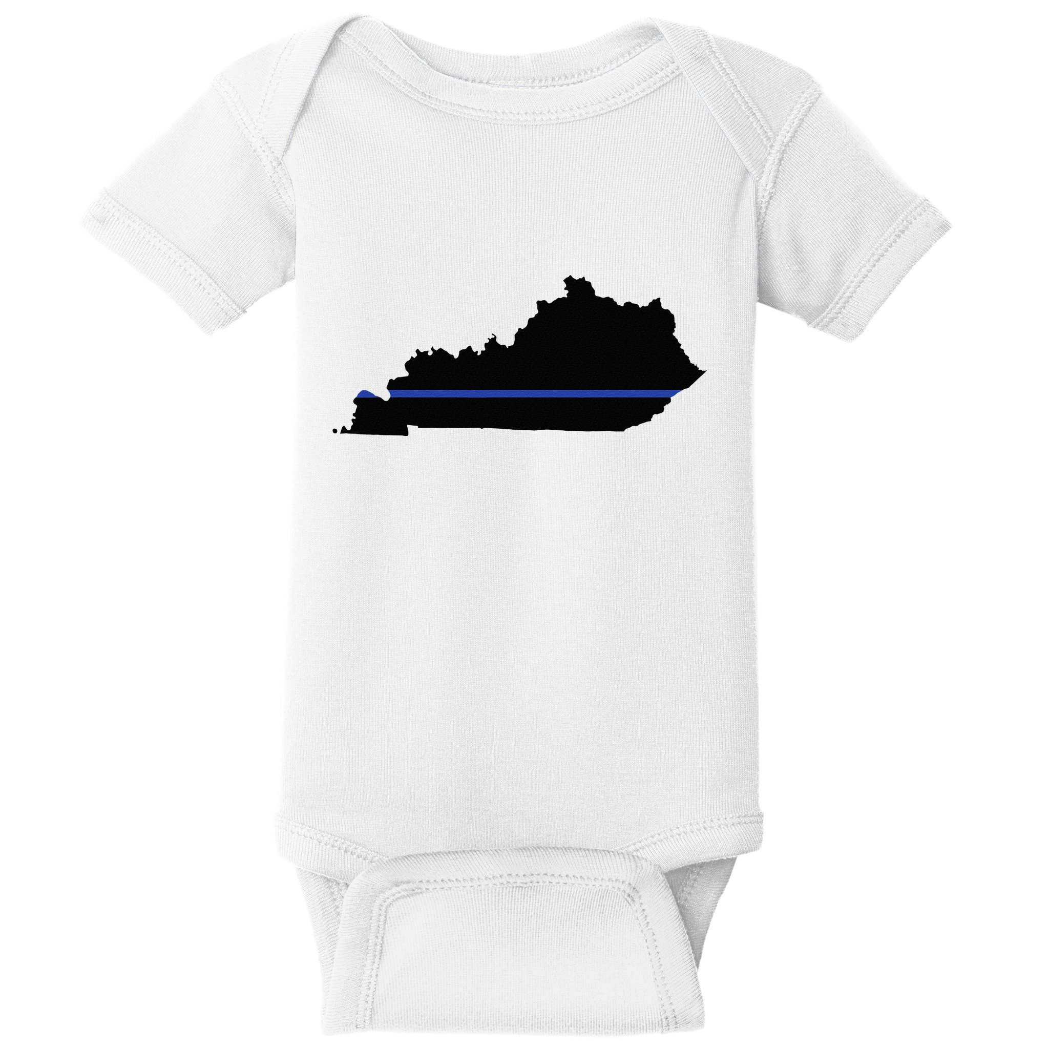 Kentucky State Map Police Law Enforcement Blue Line Baby Bodysuit