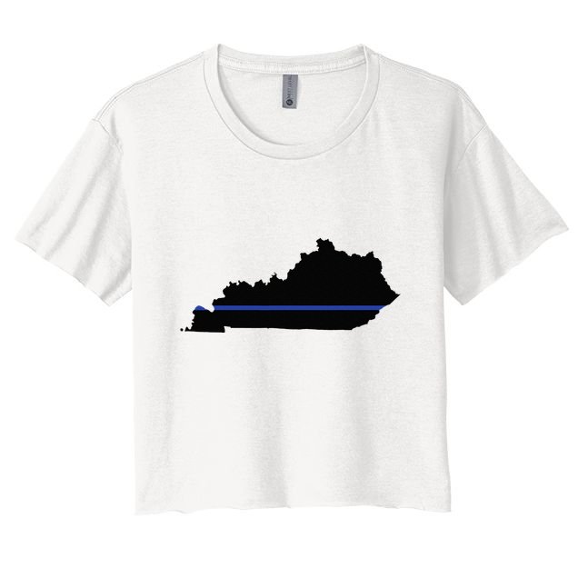 Kentucky State Map Police Law Enforcement Blue Line Crop Top