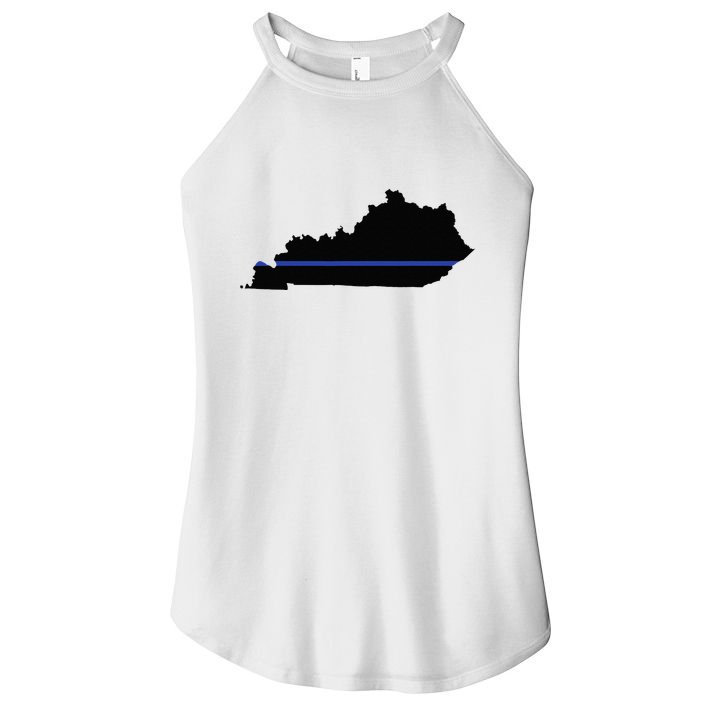 Kentucky State Map Police Law Enforcement Blue Line Women's Perfect Tri Rocker Tank
