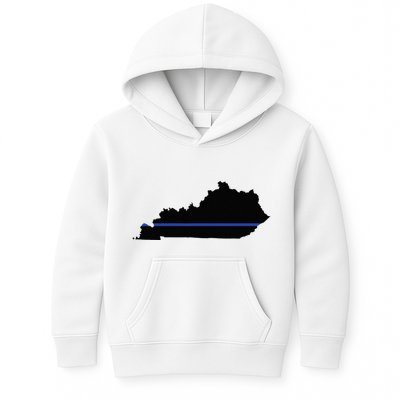 Kentucky State Map Police Law Enforcement Blue Line Kids Hoodie