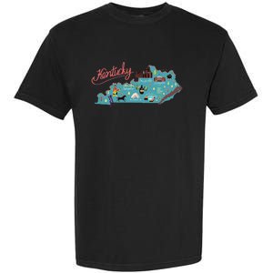 Kentucky State Map Travel Cities & Destination Souvenir Garment-Dyed Heavyweight T-Shirt