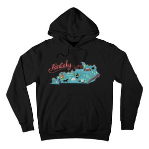 Kentucky State Map Travel Cities & Destination Souvenir Hoodie