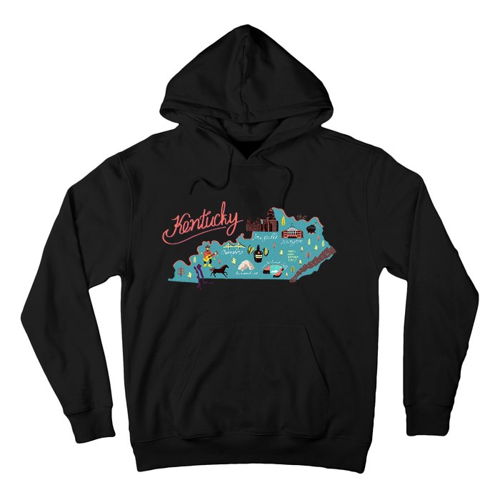 Kentucky State Map Travel Cities & Destination Souvenir Hoodie