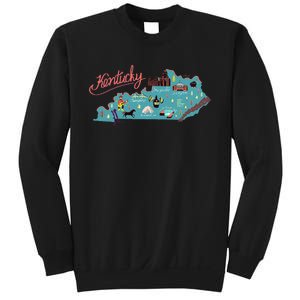 Kentucky State Map Travel Cities & Destination Souvenir Sweatshirt