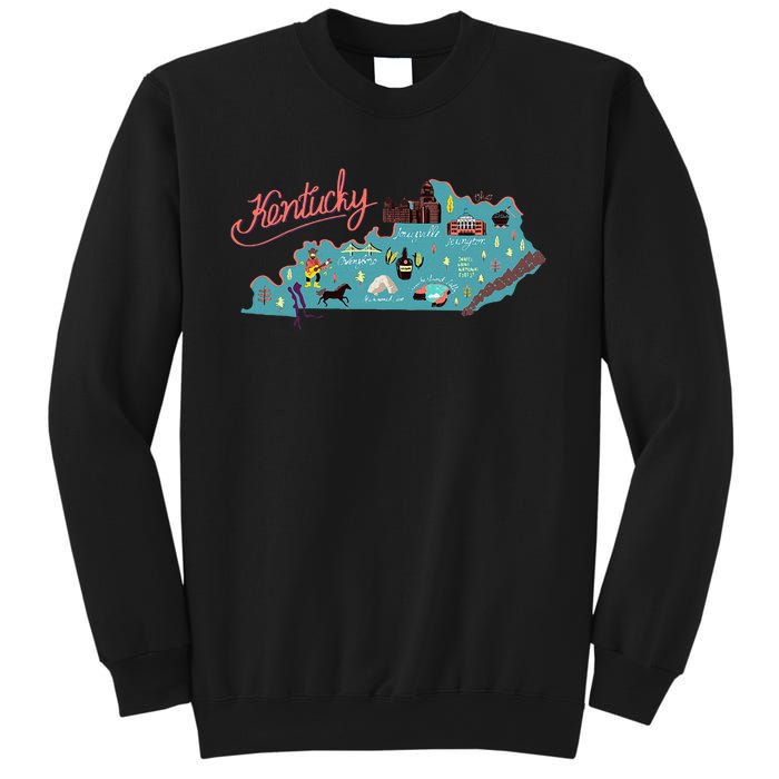 Kentucky State Map Travel Cities & Destination Souvenir Sweatshirt