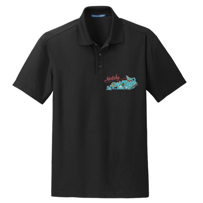 Kentucky State Map Travel Cities & Destination Souvenir Dry Zone Grid Polo