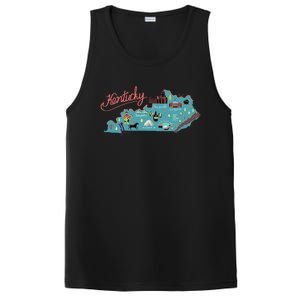 Kentucky State Map Travel Cities & Destination Souvenir PosiCharge Competitor Tank