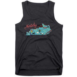 Kentucky State Map Travel Cities & Destination Souvenir Tank Top