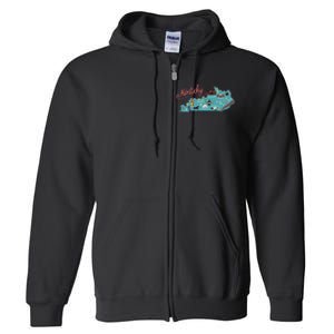 Kentucky State Map Travel Cities & Destination Souvenir Full Zip Hoodie