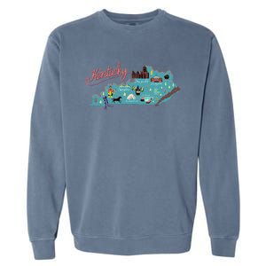 Kentucky State Map Travel Cities & Destination Souvenir Garment-Dyed Sweatshirt