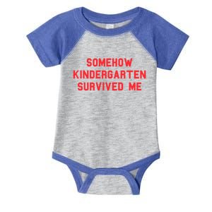 Kindergarten Survived Me Graduation Day Funny Fan Red Gift Infant Baby Jersey Bodysuit