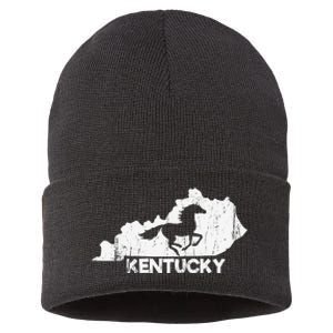 Kentucky State Map Horse Racing Lovers Sustainable Knit Beanie