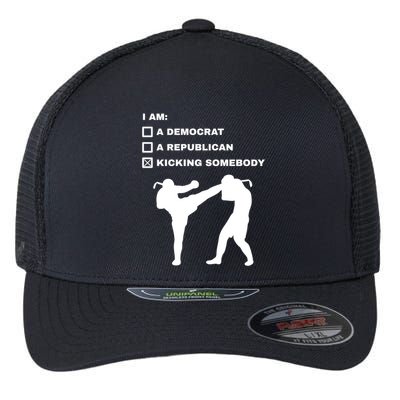 Kicking Somebody Muay Thai Kickboxing Mixed Martial Arts Great Gift Flexfit Unipanel Trucker Cap
