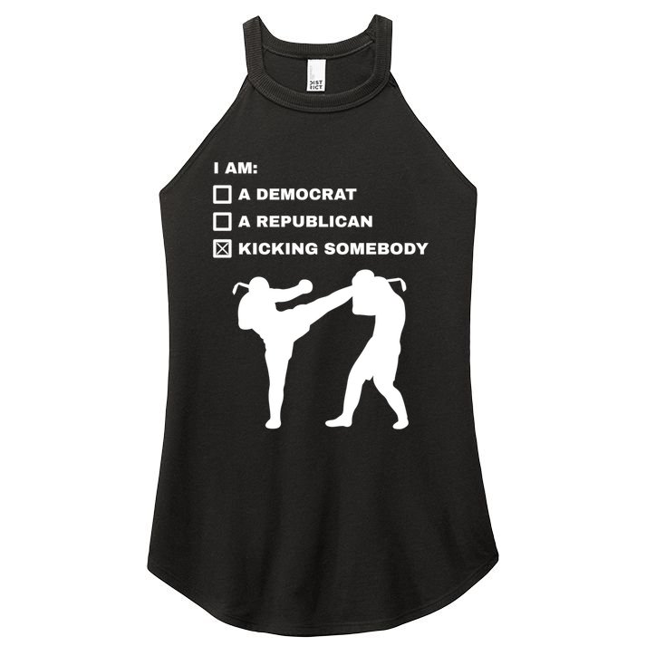 Kicking Somebody Muay Thai Kickboxing Mixed Martial Arts Great Gift Women's Perfect Tri Rocker Tank
