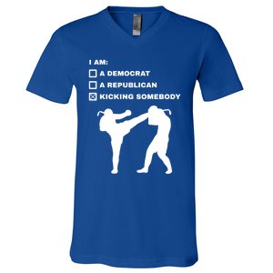 Kicking Somebody Muay Thai Kickboxing Mixed Martial Arts Great Gift V-Neck T-Shirt