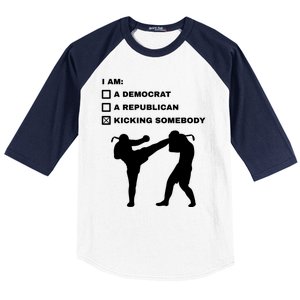 Kicking Somebody Muay Thai Kickboxing Mixed Martial Arts Great Gift Baseball Sleeve Shirt