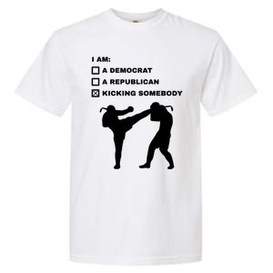 Kicking Somebody Muay Thai Kickboxing Mixed Martial Arts Great Gift Garment-Dyed Heavyweight T-Shirt