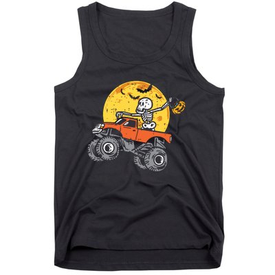 Kids Skeleton Monster Truck Moon Candy Boy Halloween Tank Top