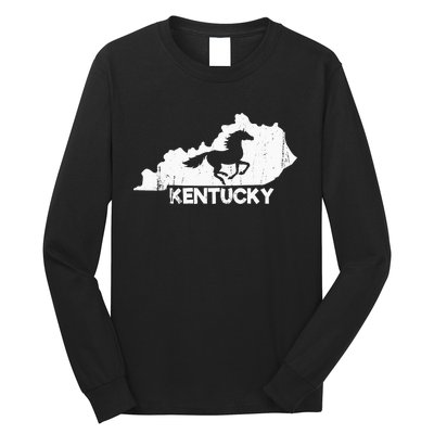 Kentucky State Map Horse Racing Lovers Rider Long Sleeve Shirt