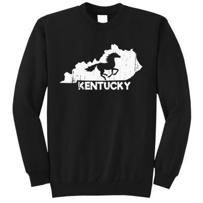 Kentucky State Map Horse Racing Lovers Rider Sweatshirt