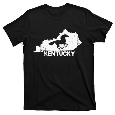 Kentucky State Map Horse Racing Lovers Rider T-Shirt