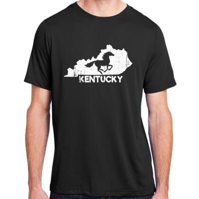 Kentucky State Map Horse Racing Lovers Rider Adult ChromaSoft Performance T-Shirt