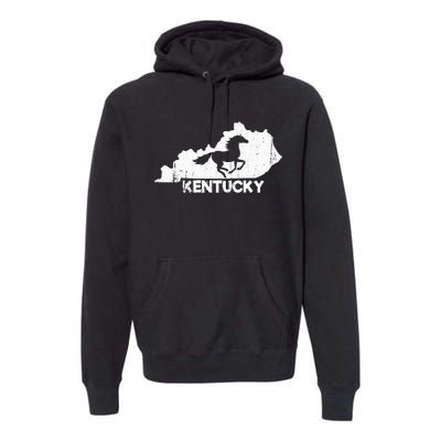 Kentucky State Map Horse Racing Lovers Rider Premium Hoodie