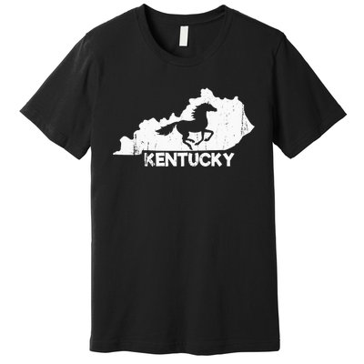 Kentucky State Map Horse Racing Lovers Rider Premium T-Shirt