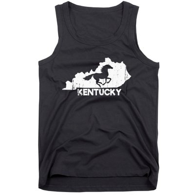 Kentucky State Map Horse Racing Lovers Rider Tank Top