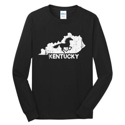 Kentucky State Map Horse Racing Lovers Rider Tall Long Sleeve T-Shirt