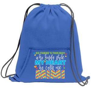 Kinda Stole My Heart Rainbow Mimi Grandma Grandson Gift Sweatshirt Cinch Pack Bag