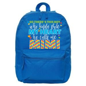 Kinda Stole My Heart Rainbow Mimi Grandma Grandson Gift 16 in Basic Backpack