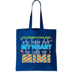 Kinda Stole My Heart Rainbow Mimi Grandma Grandson Gift Tote Bag