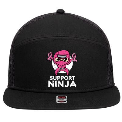 Kids Support Ninja Pink Cute Breast Cancer Awareness 7 Panel Mesh Trucker Snapback Hat