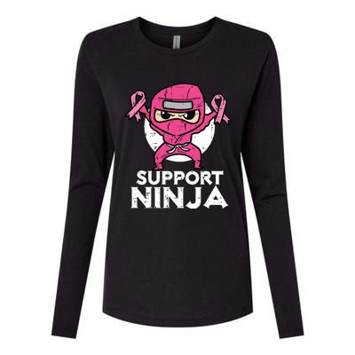 Kids Support Ninja Pink Cute Breast Cancer Awareness Womens Cotton Relaxed Long Sleeve T-Shirt