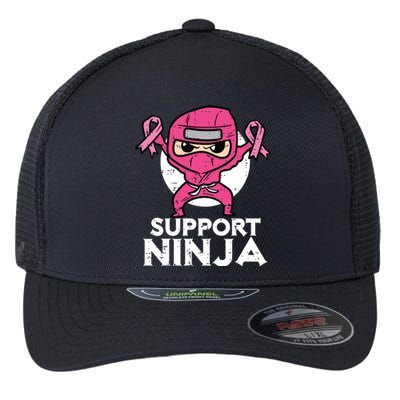 Kids Support Ninja Pink Cute Breast Cancer Awareness Flexfit Unipanel Trucker Cap