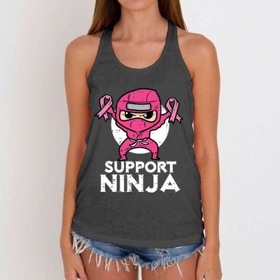 Kids Support Ninja Pink Cute Breast Cancer Awareness Women's Knotted Racerback Tank