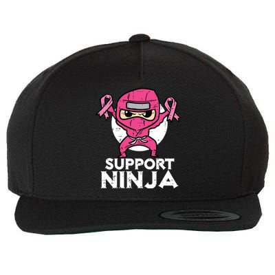 Kids Support Ninja Pink Cute Breast Cancer Awareness Wool Snapback Cap