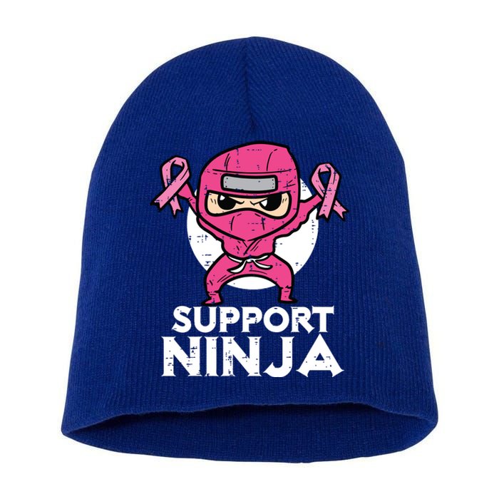 Kids Support Ninja Pink Cute Breast Cancer Awareness Short Acrylic Beanie