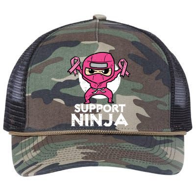 Kids Support Ninja Pink Cute Breast Cancer Awareness Retro Rope Trucker Hat Cap