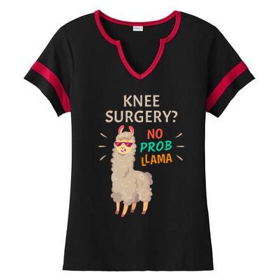 Knee Surgery No Probllama Knee Replacement Recovery Gift Ladies Halftime Notch Neck Tee