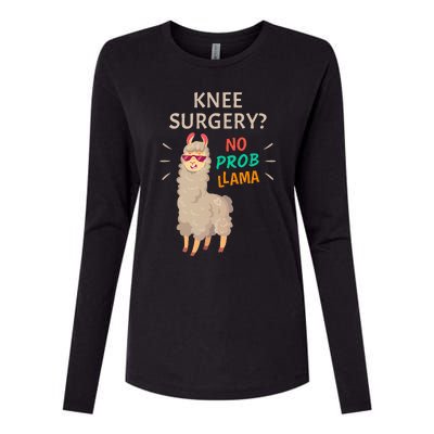 Knee Surgery No Probllama Knee Replacement Recovery Gift Womens Cotton Relaxed Long Sleeve T-Shirt